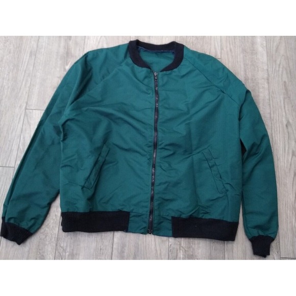 Vintage Bomber Jacket Men's Small ‎ Windbreaker Sportswear Handmade Green Hybrid - Picture 1 of 6